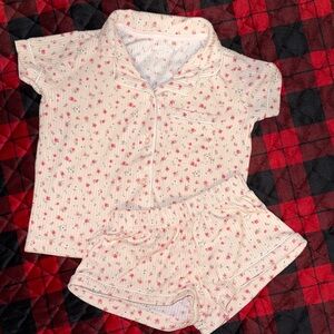 Floral Kids Pajama Set - Cream and Pink